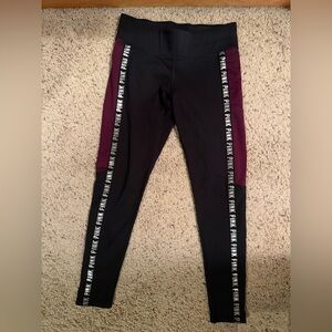 Victoria’s Secret PINK Black w/ Burgundy Leggings (Size M)